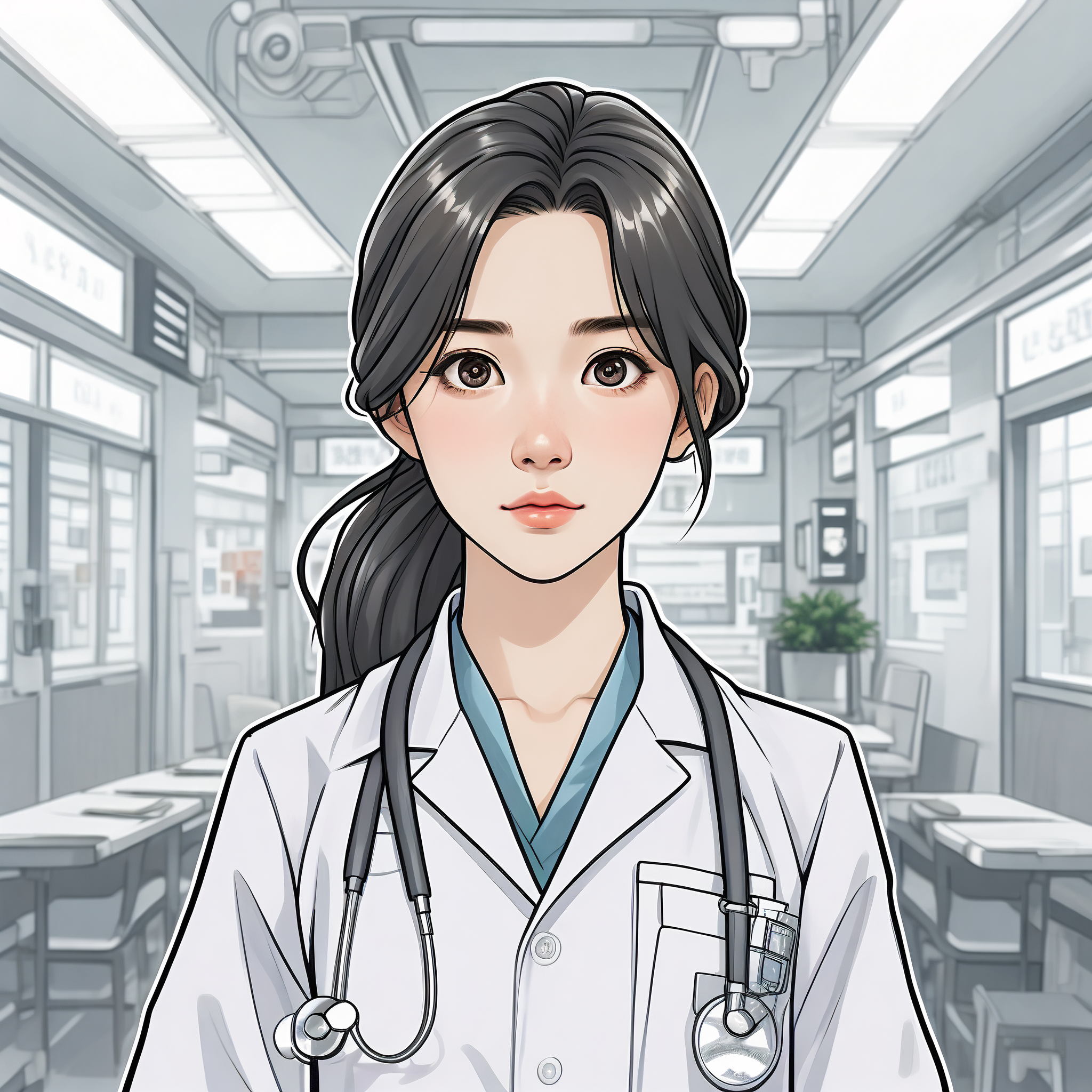 女医生卡通形象，温暖与专业并存的治愈系代表