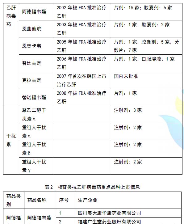 用于治疗乙型肝炎的药物及其发展现状